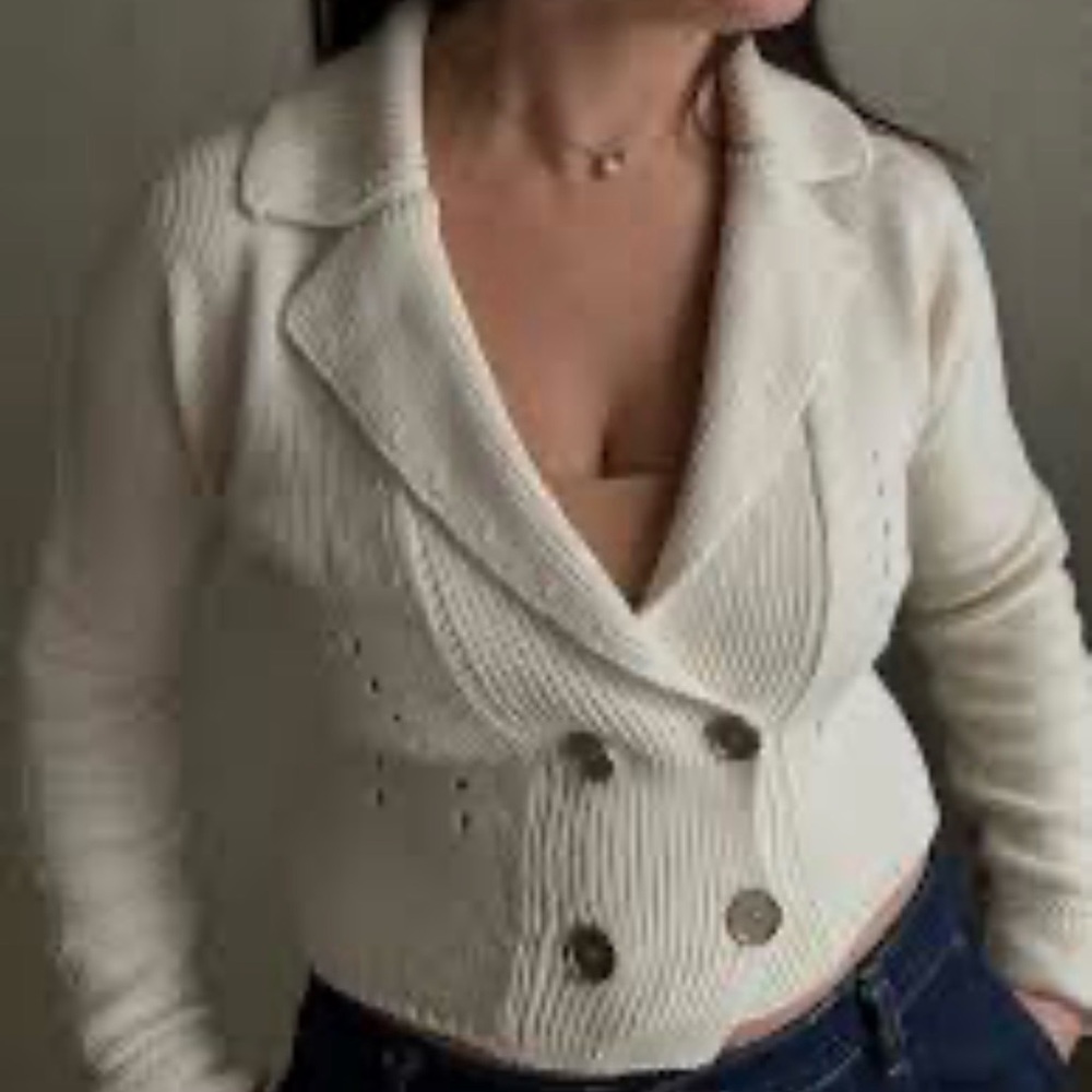 MaxMara Cream Funnel-Neck Knit Sweater